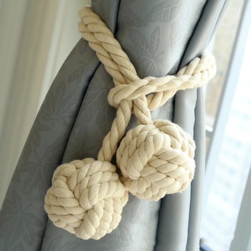 

Curtain Tieback Cotton rope Curtain Tied Ball Hand-woven Cotton Straps Hanging Ball Boho Decor Living Room DecorationAccessories