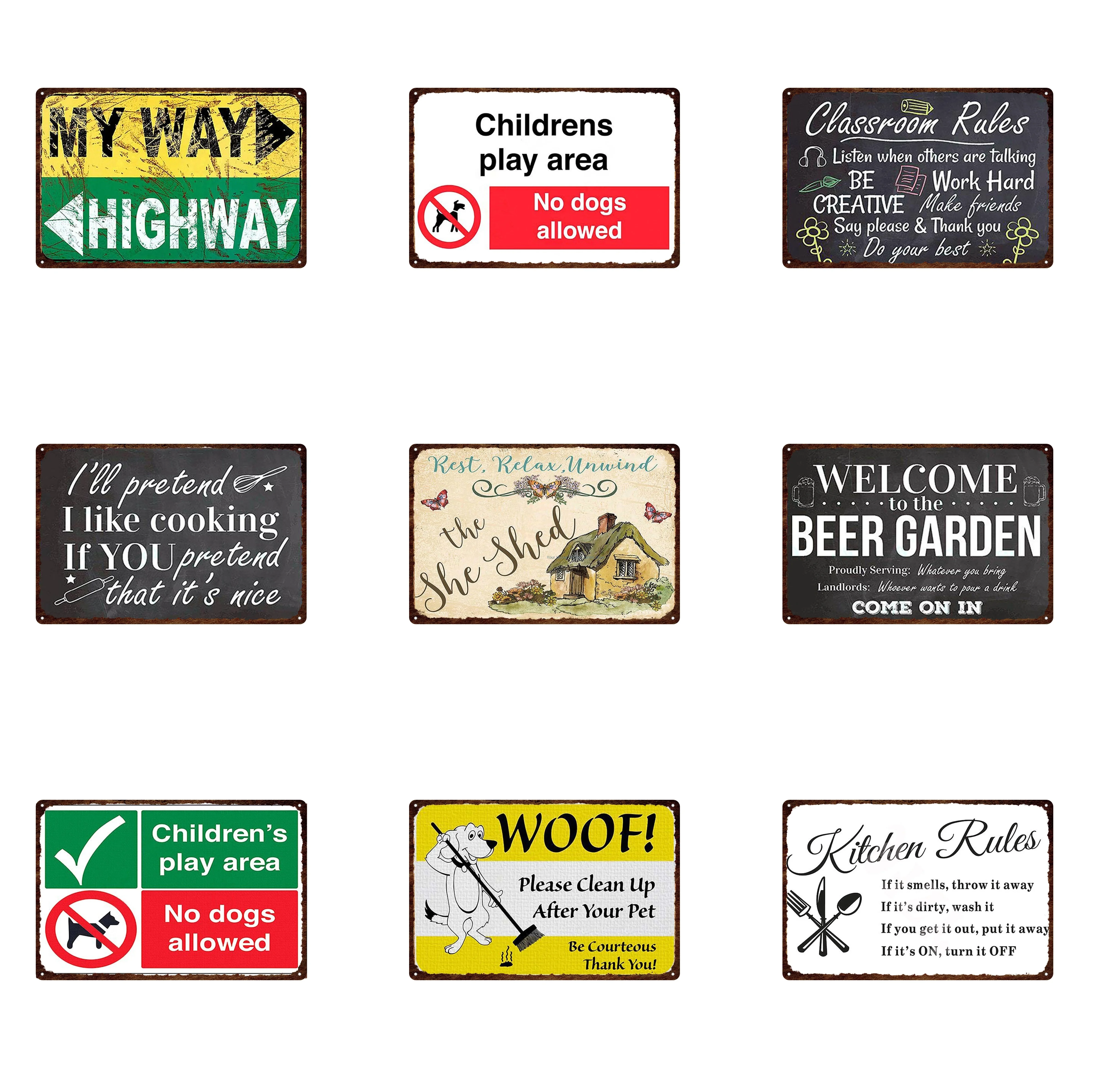 

Hot Sale Metal Tin Signs Wall Picture Children Play Area No Dogs Allowed Art Iron Painting Pub Metal Poster Club