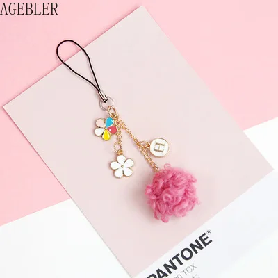 

Cute Japansese Style Phone Decor Mobile Rope Charm Keyfob Couple Gift Colorful Flower Romantic Bag Pendant