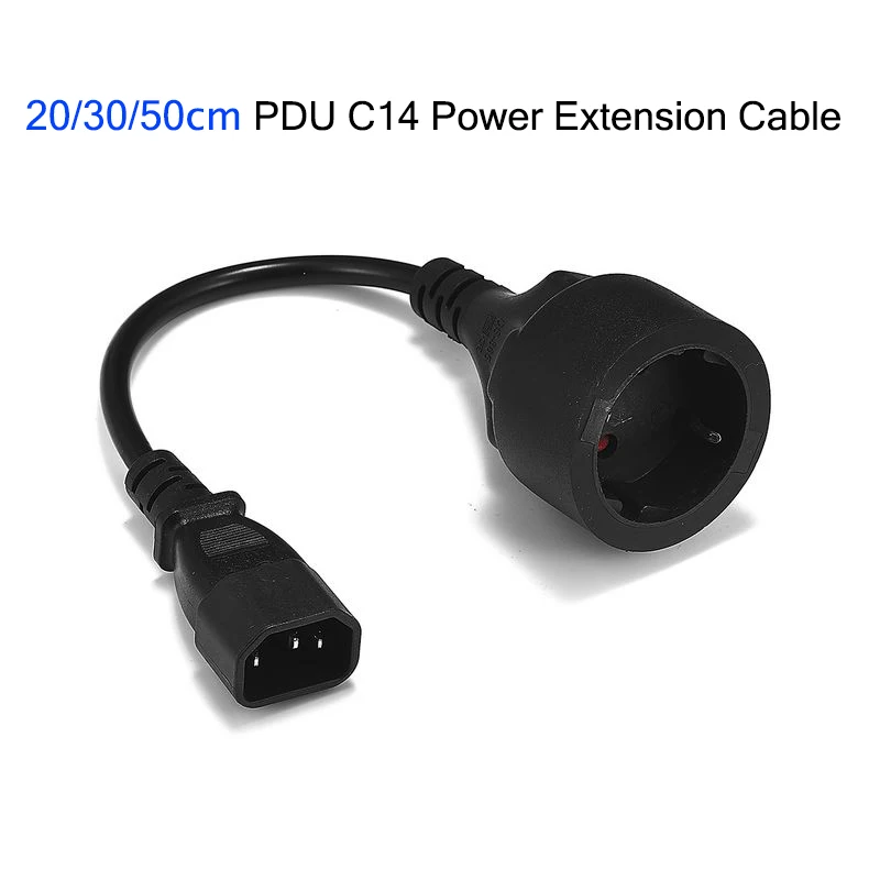 Удлинительный кабель 20 см 30 50 IEC 320 C14 штепсель типа папа для Schuko CEE7/4 европейская