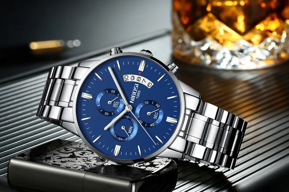 NIBOSI Relogio Masculino Luxury Men Watches Top Brand Men's Quartz Clock Waterproof Sports Chronograph Wristwatches Montre Homme