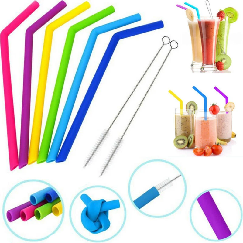 8 шт соломинки многократного использования силиконовая трубочка для напитков с