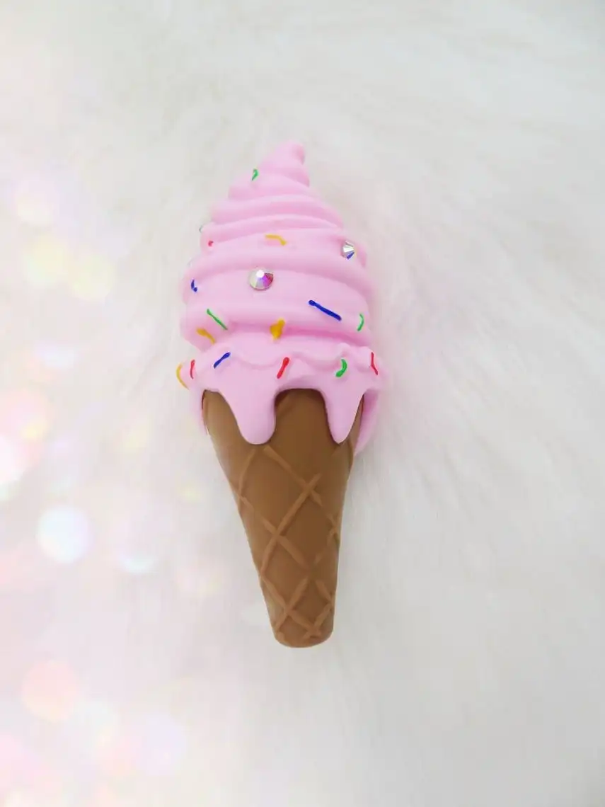 Розовая силиконовая трубка для мороженого со стеклянной чашей | Дом и сад