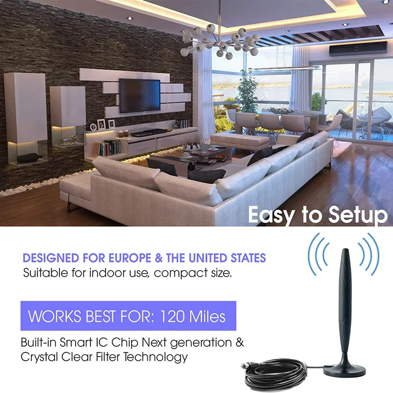 

2020 New TV Antenna Digital TV Receiver Indoor Outdoor HDTV Antennas With Amplifier 1500 Miles DVB-T2 ISDB-T Satellite Aerial