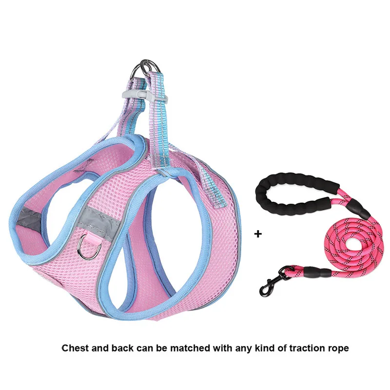 Adjustable Nylon Breathable Pet Dog Reflective Harness Vest With Lead Leash Set For Outdoor Walking Chest Strap Kitten | Дом и сад