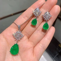 knriquen 100 925 sterling silver emerald gemstone earringsnecklacependant fine jewelry set for women party cocktail jewellery