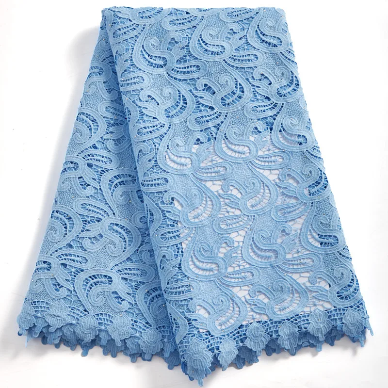 

African Guipure Cord Lace Fabric 2021 High Quality Lace Nigerian Water Soluble Lace Fabric Embroidery For Wedding Sewing 2413A