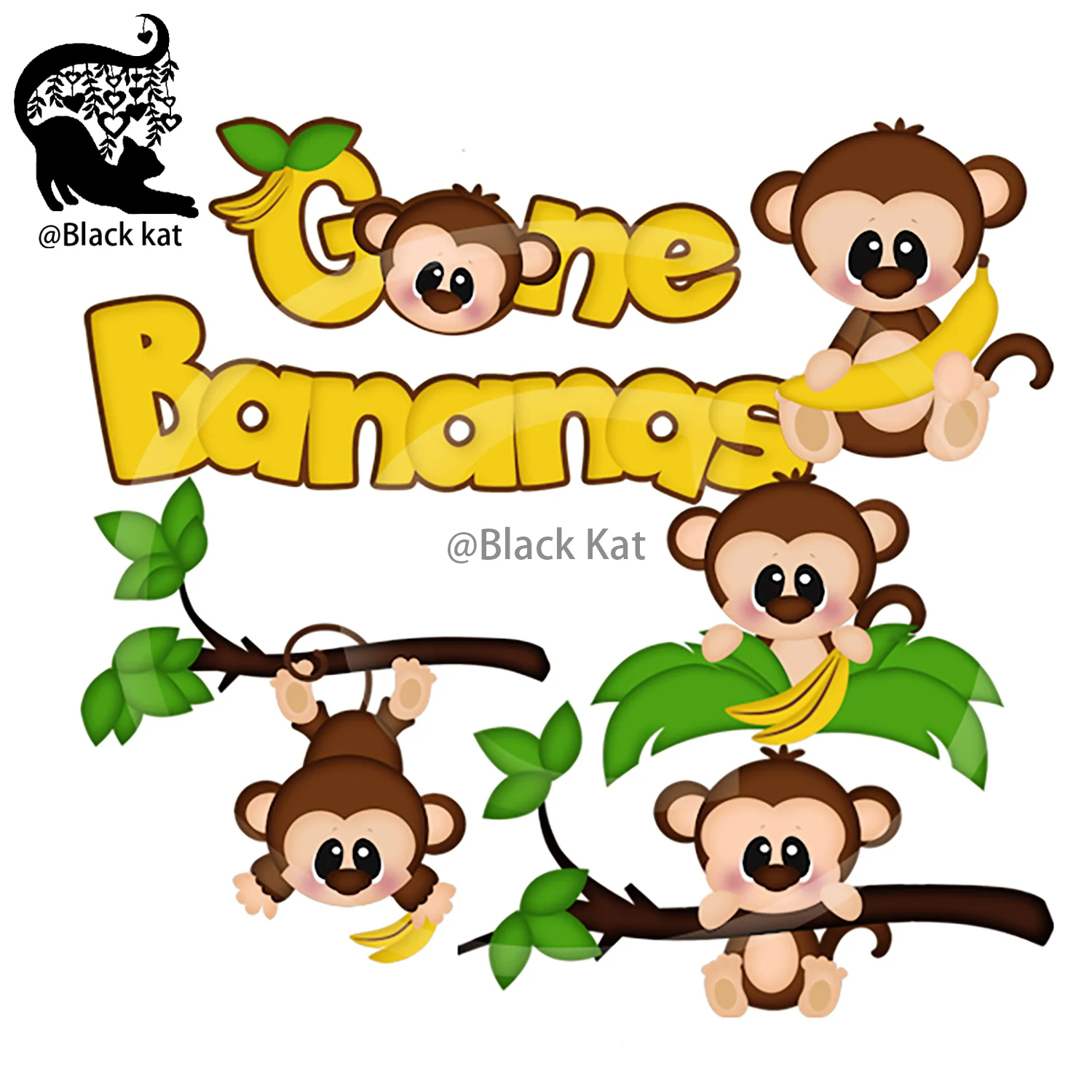 Бананы дерево подвесная обезьянка Трафаретный вырубной штамп озорной Животные