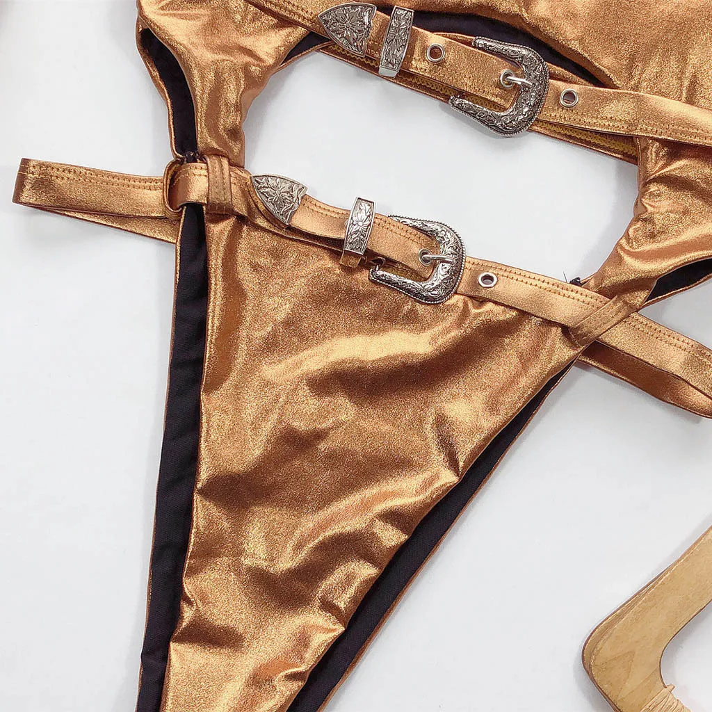 

Sexy Solid Bikini Sets Swimsuit One Pieces Swimwear Women 2021 Summer Beach G-String Thong Hollow Out High Leg Cut Bathing Suit