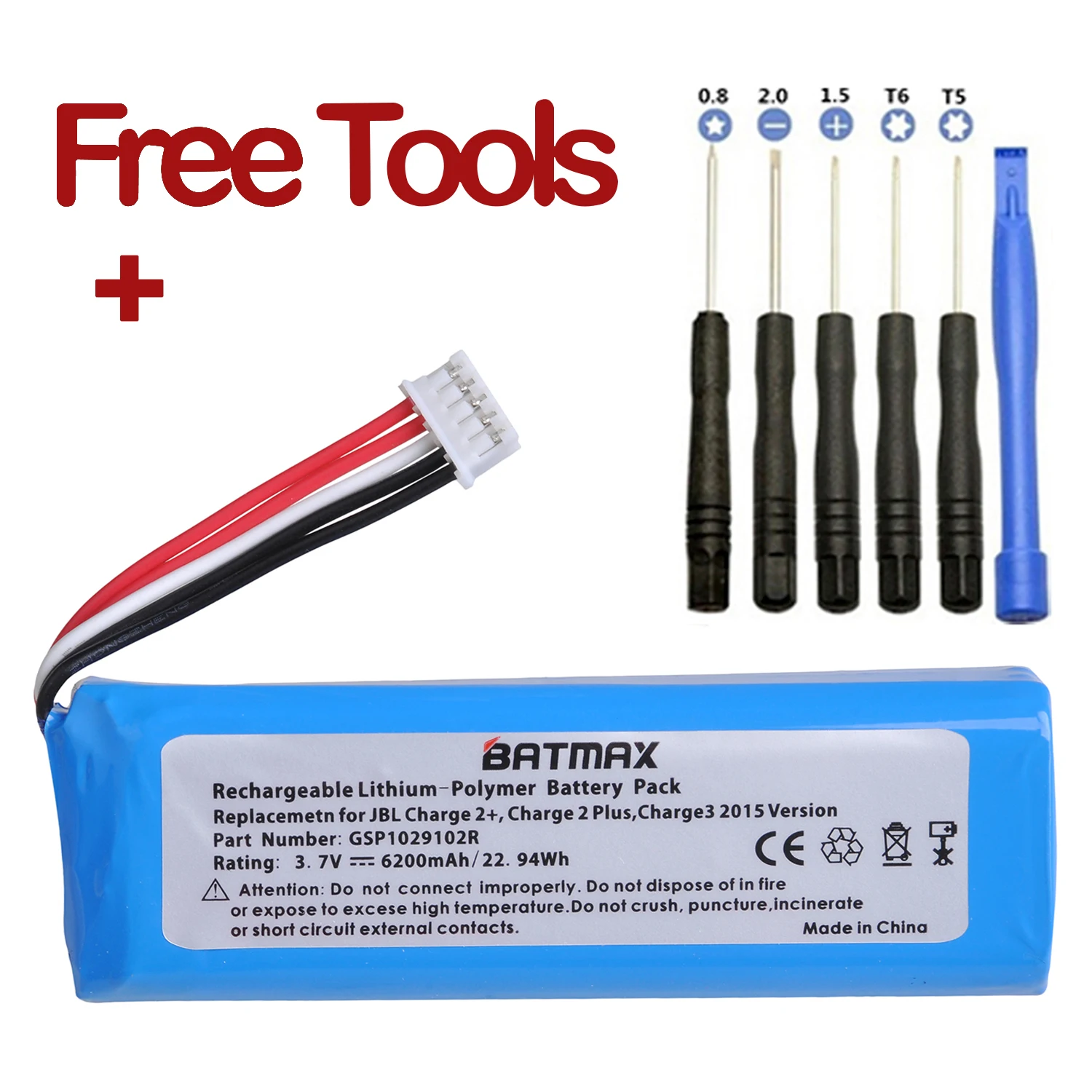 Bateria para Jbl 2 + Carga Plus 2021 Cs-jml310sl Mlp912995-2p v2 Versão Dois 6200mah 2 3