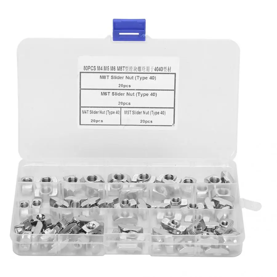 Квадратные гайки из нержавеющей стали 80 шт. Т-образные слайдеры M4 M5 M6 M8 крепежные