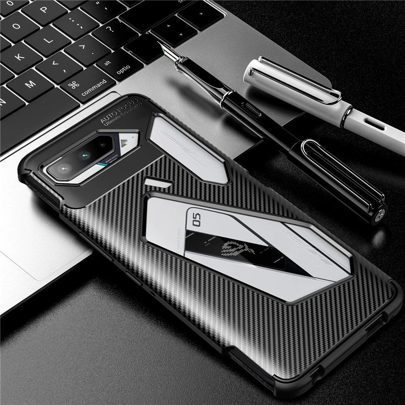 

For Asus ROG Phone 5 Case Bumper Anti-knock Silicone Carbon Fiber Cover For Asus ROG Phone 5 Case For Asus ROG Phone 5 6.78 inch