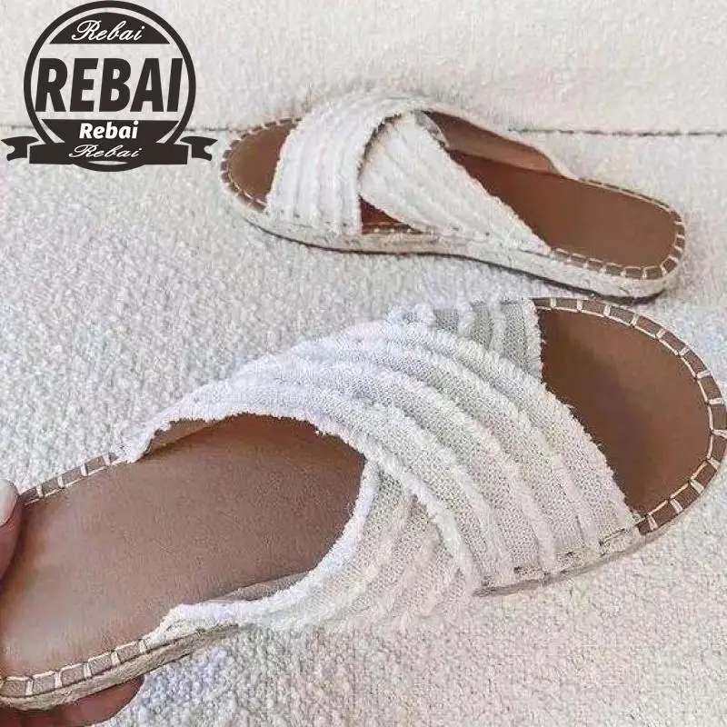 

Summer Shoes Women Slippers Beach Shoes Open Toe Casual Flats Female Sandals Vintage Ladies Slides Outdoor 2021 Womens Slipper