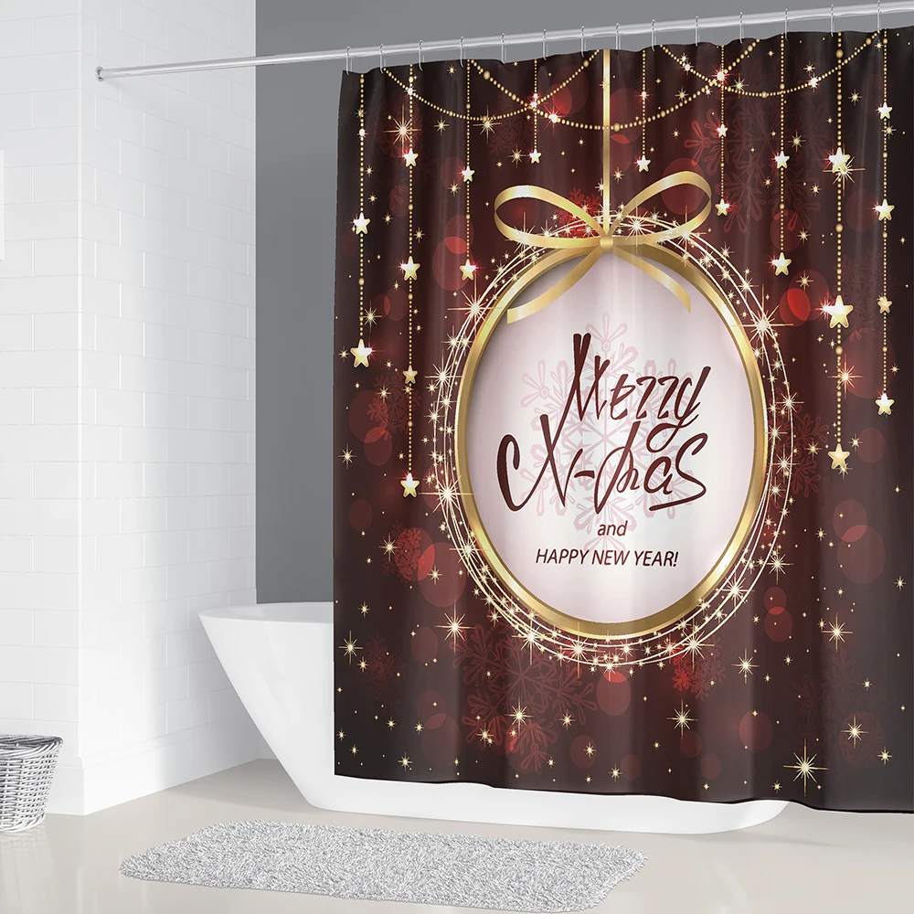 Рождественская занавеска для душа и ковер ванной комнаты наборы колокольчики