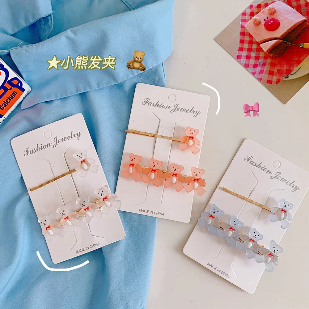 

W & G Kawaii шпильки с медвежонком женские летние заколки для волос клипса мультфильм боковое слово клипса Новинка 2021
