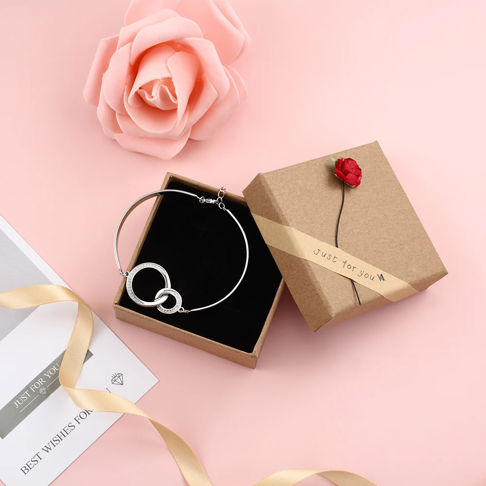 Персонализированный именной браслет серебряного цвета двойной круг блокировка