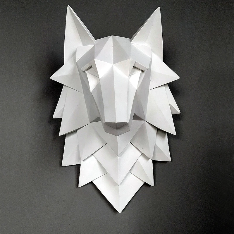

HANDMADE RESIN ART STATUE 3D ABSTRACT WOLF HEAD DECORATION ACCESSORIES SCULPTURE WEDDING CHRISMAS WALL DECOR CRAFT ARTWARE