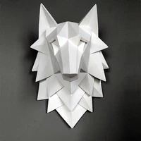 handmade resin art statue 3d abstract wolf head decoration accessories sculpture wedding chrismas wall decor craft artware
