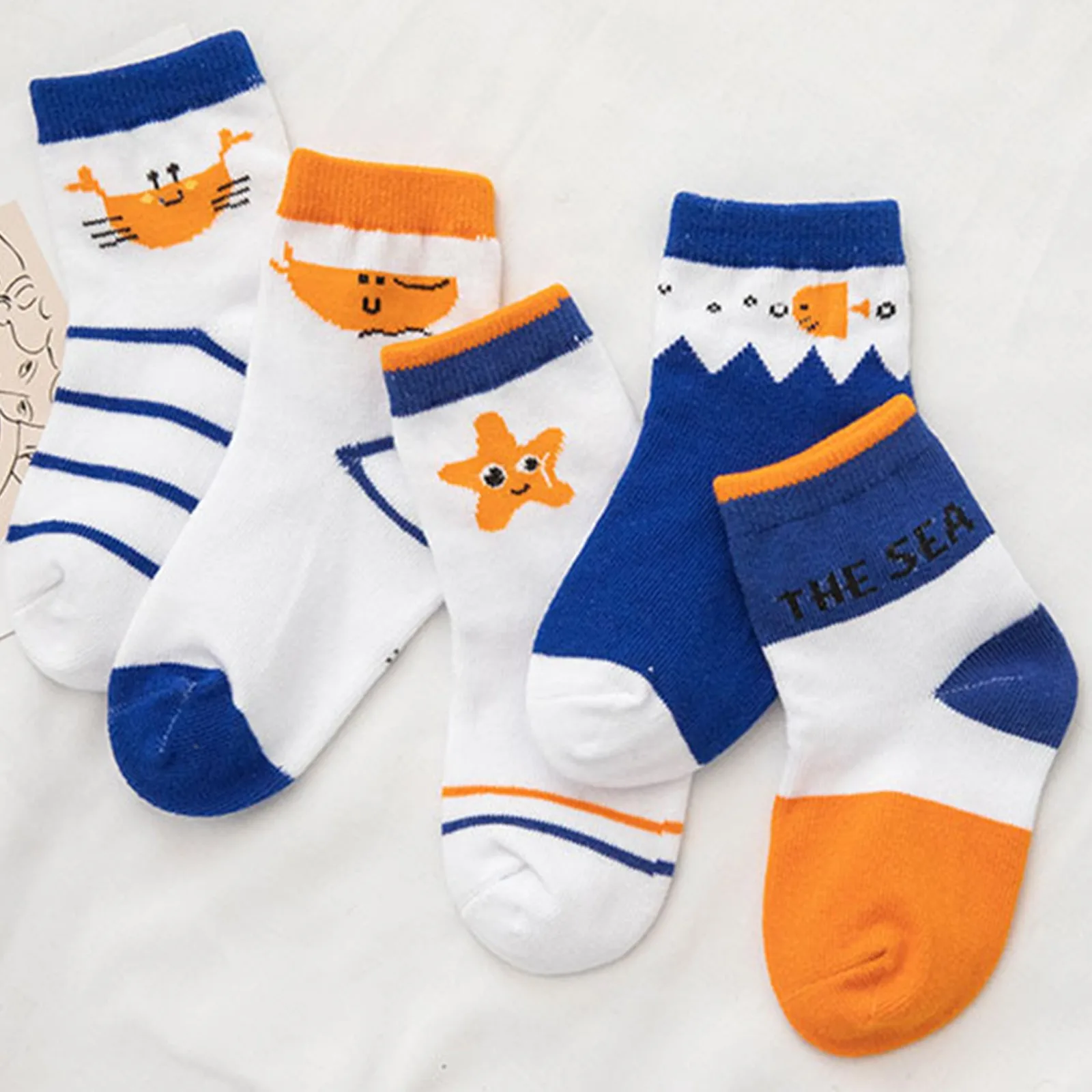 

High Quality 5 Pairs Of Children's Socks ew Fashion Happy Kids Soft Baby In Tube Socks Cartoon Boys And Girls Socks Cotton Socks