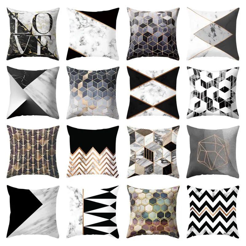 Наволочка с надписью Love Мраморная Геометрическая искусственная подушка