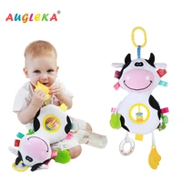 baby plush rattles mobiles toys safe cute cow infant baby stroller crib hanging rattles doll toys with teether newborn baby toys