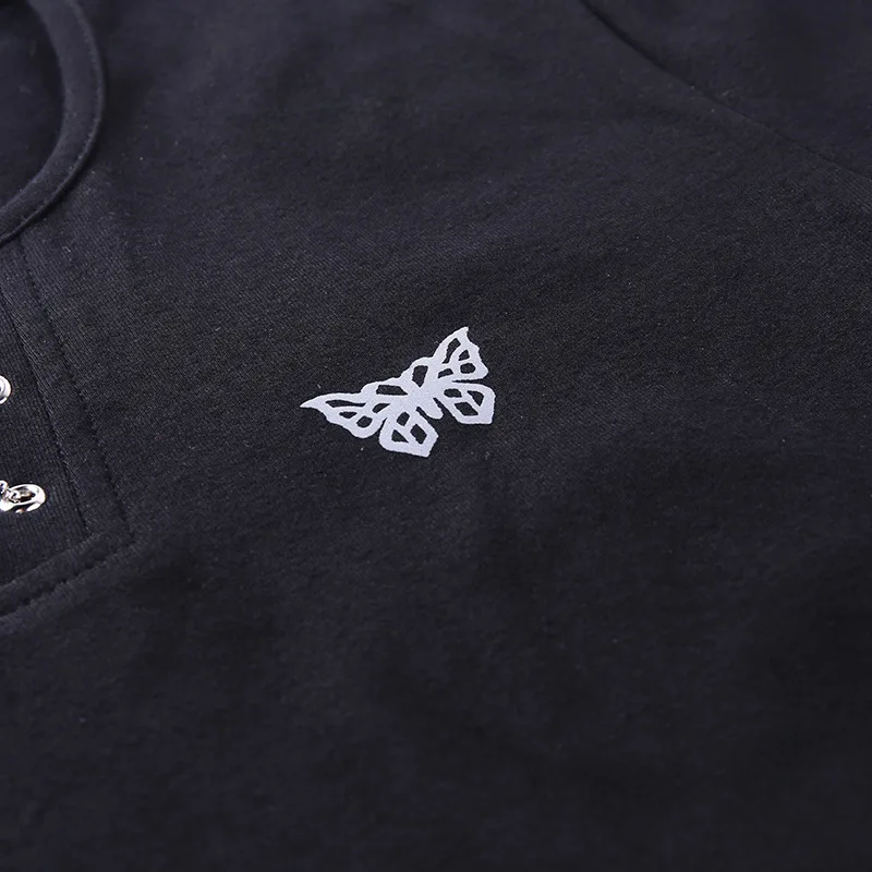 Casual Flash Reflective Butterfly Slim Crop Tops Women 2020 Fashion Short Sleeve V Neck TShirt Female Streetwear Skinny Cropped | Женская