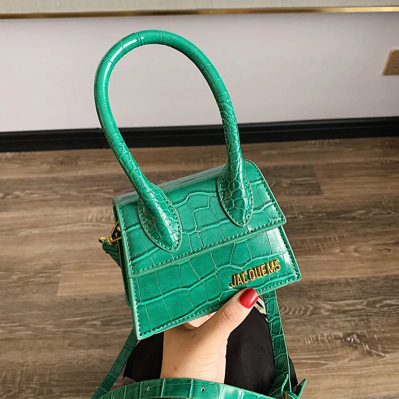 Alligator Green Женская мини-сумка-тоут, новинка, крокодиловый узор, флип-сумка через плечо, женская простая сумка на плечо, маленькая квадратная женская сумка - Цвет: Alligator Green
