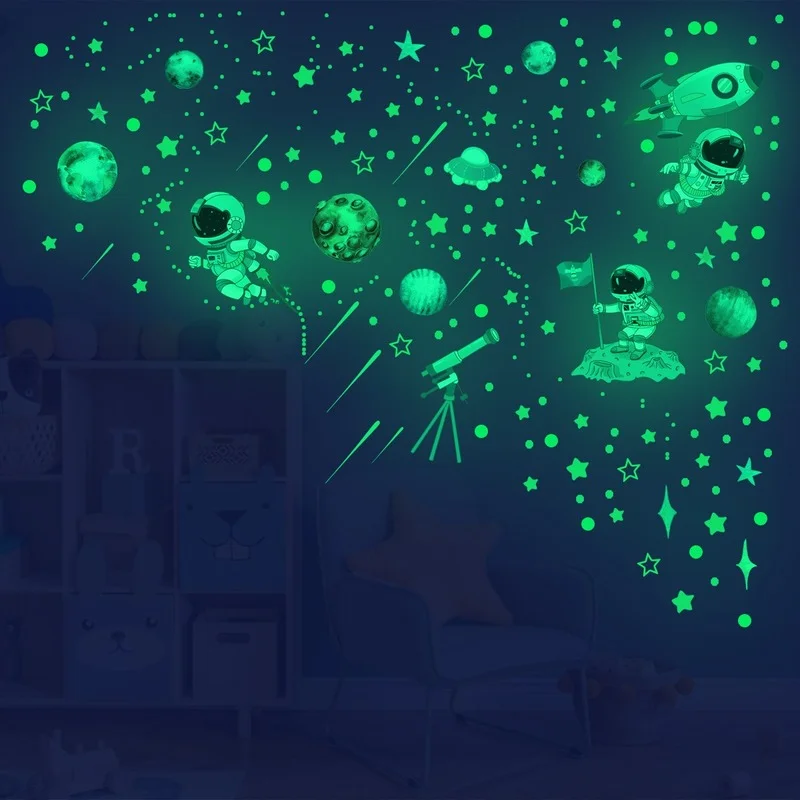 

842pcs Wall Stickers Luminous/Star/Dot/Astronaut Living Room Decoration PVC Sticker Decorative Wall Stickers for Children's Room