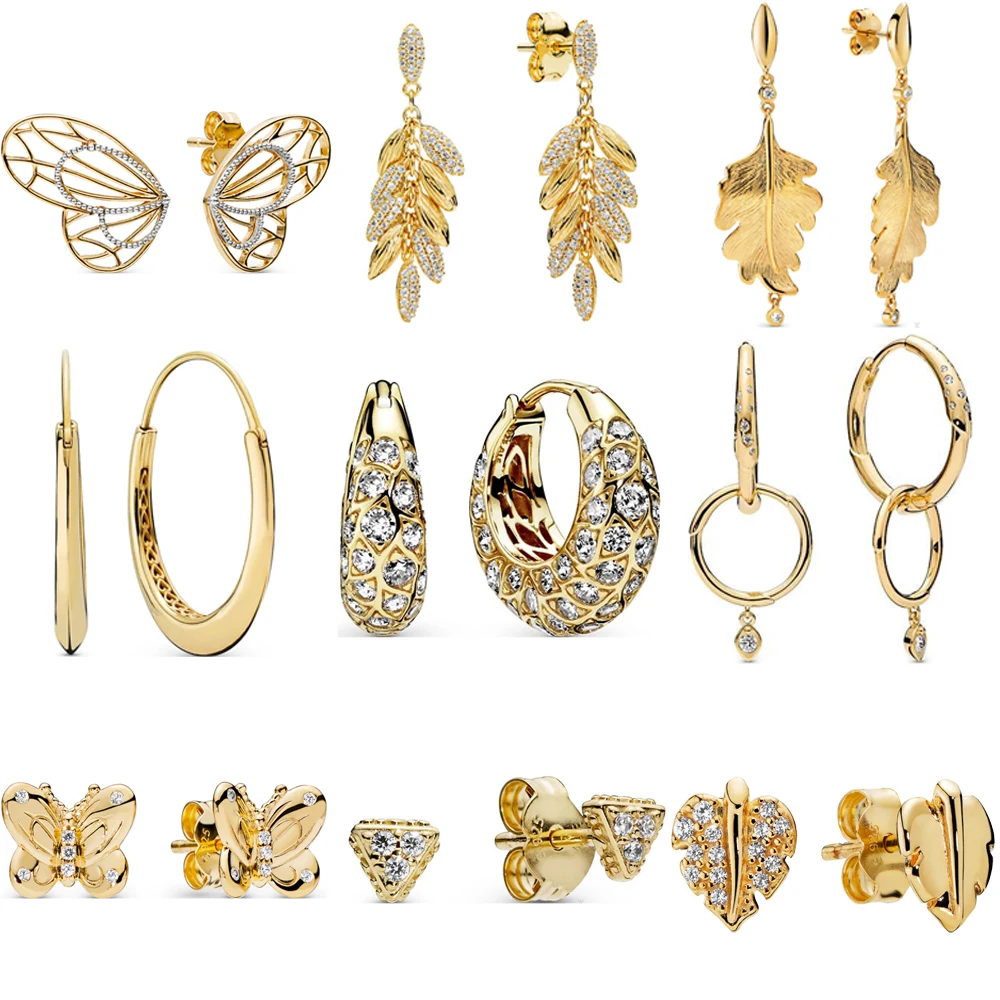 2019 100% Стерлинговое Серебро 925 пробы Зимние новые золотые листья Бабочка Кольцо