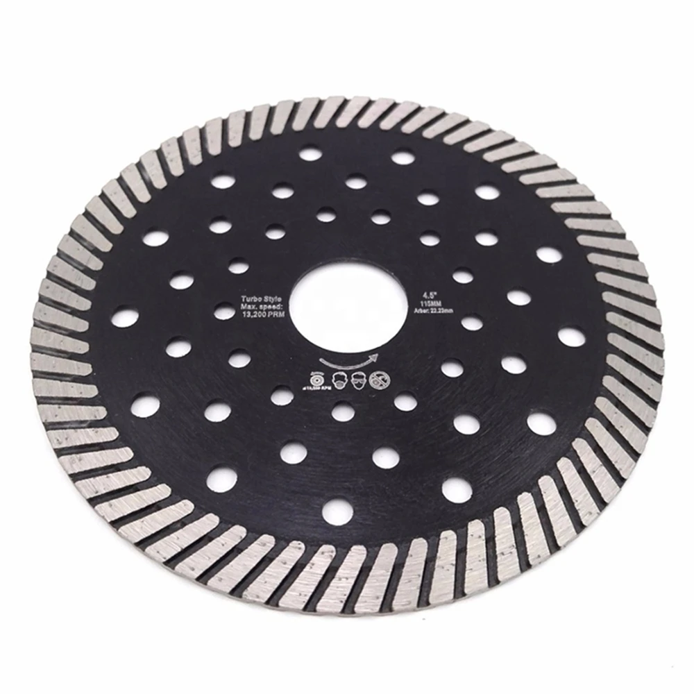 DB15 Fast Cut Turbo Diamond Blades Sintered Continuous Rim Segmented Cutting Disc with Holes for Granite Porcelain Bricks 10PCS