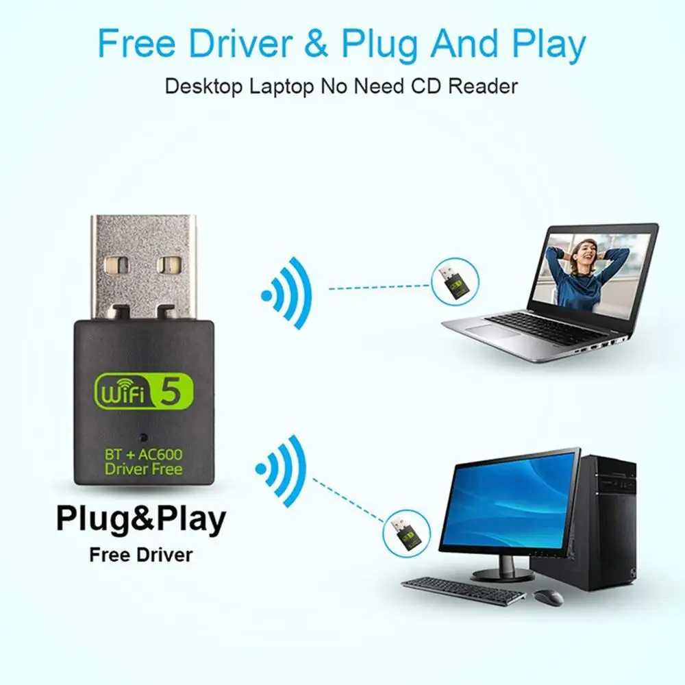 

Free Driver USB Wifi Adapter 600Mbps Computer Entertainment Set-Top Box Wireless Network Adapter 5GHz Antenna USB Ethernet PC