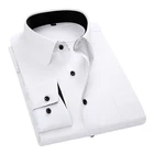 Мужская рубашка с длинным рукавом, белая приталенная деловая рубашка из Твила, весна 2020