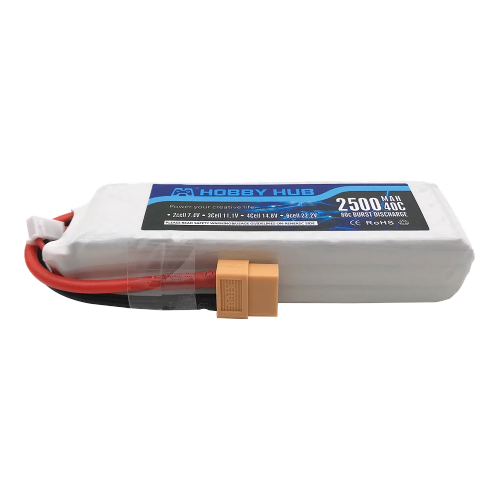 батарея hobby hub 3s lipo 111 в 2500 мач 40c max 80c для дро