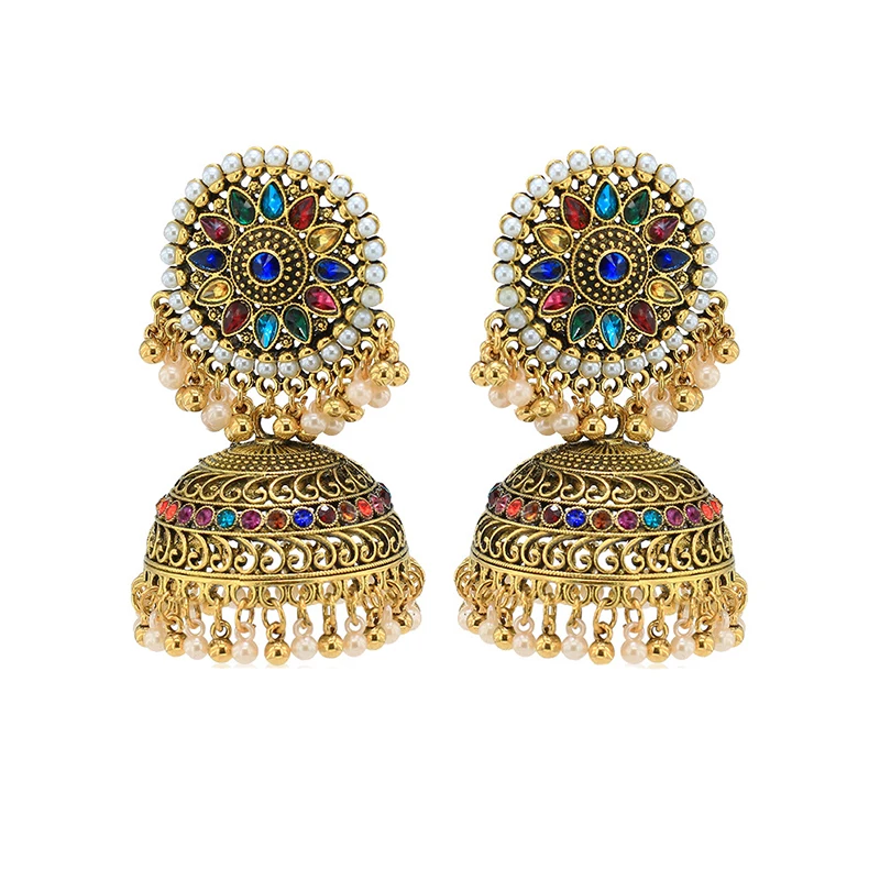 

2021 Instagram индийские Jhumki Jhumka Искусственные серьги-пирсинг в виде подсолнуха в богемном стиле винтажные Модные женские ювелирные изделия Вече...