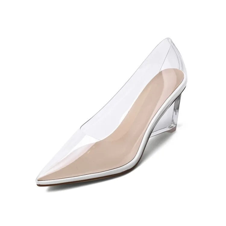 

Ins style spring and summer new transparent high heels fashion diamond super beauty pointed shallow single shoes