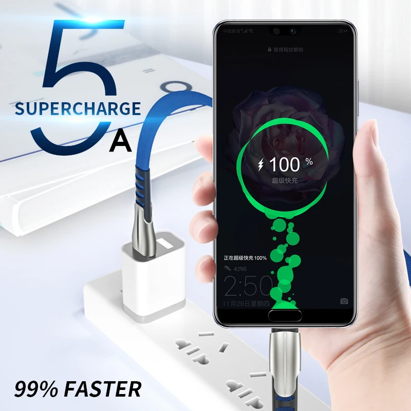 USB-кабель 5 А Type-C для Samsung S9/S10/Note 10 Plus быстрая зарядка 3 0 Для Huawei P30 Honor Xiaomi Redmi LG USB C |