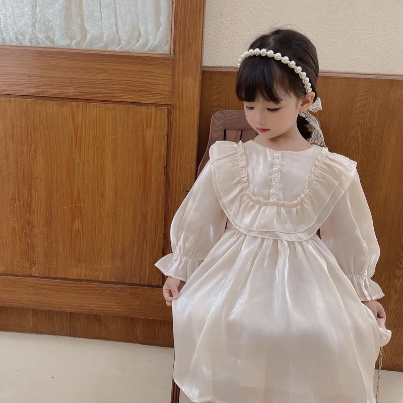 

Girl Dress Kids Baby Party Evening Gown 2021 Champagne Warm Plus Velvet Thicken Winter Autumn Princess Long Sleeve Children Clot