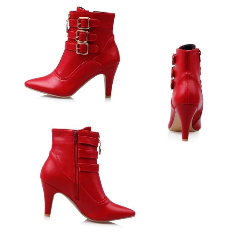 Женские ботильоны на высоком каблуке кожаная обувь женские ботинки с пряжкой