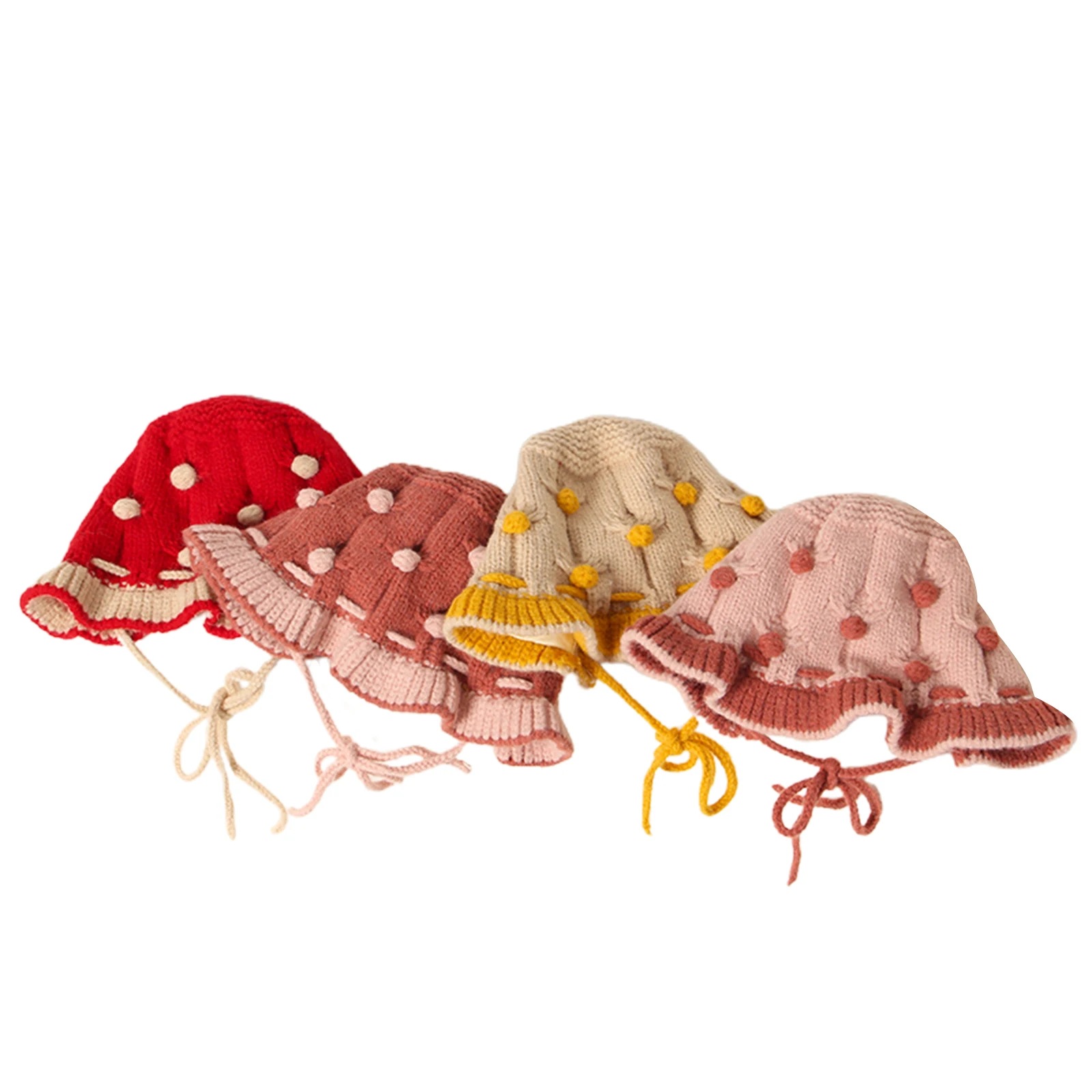 

Lioraitiin Kids Girl Bucket Hat Toddler Ruffled Knitted Hat Fisherman Cap Turban Hat Fedoras for Spring Autumn Winter