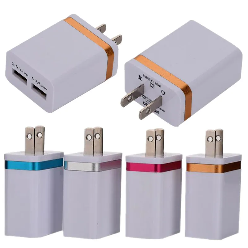 

200pcs 5V 2.1A Dual USB Ports US Plug AC Wall Charger Power Adapter For iPhone Samsung