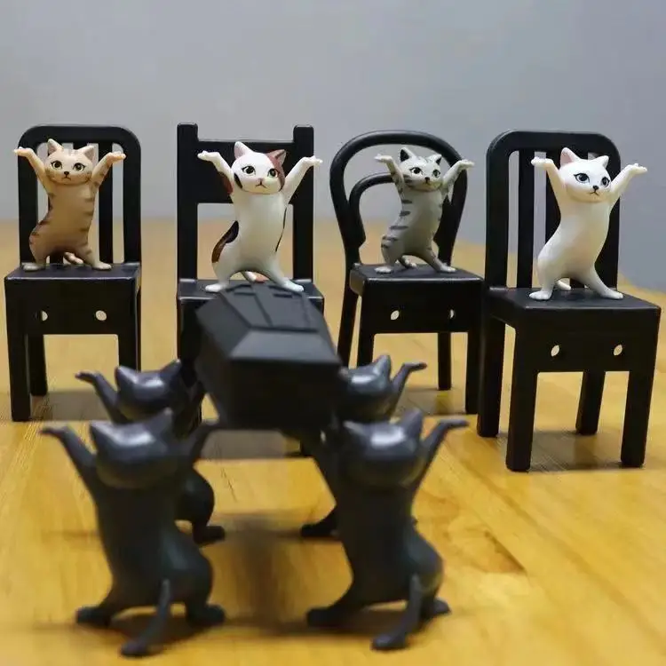 

Cat Pen Holder Black Cat Figurines Home Decor Kids Funny Cat Pen Earphone Holder Kid Adult Doll Toy Gift Weightlifting Pen Stand