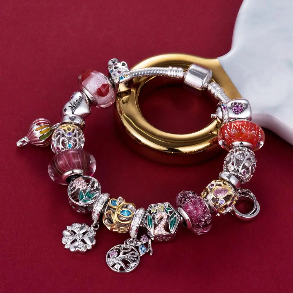 Четыре листа клевера сердце кулон 925 пробы серебро тропических рыб и вод tailBeads