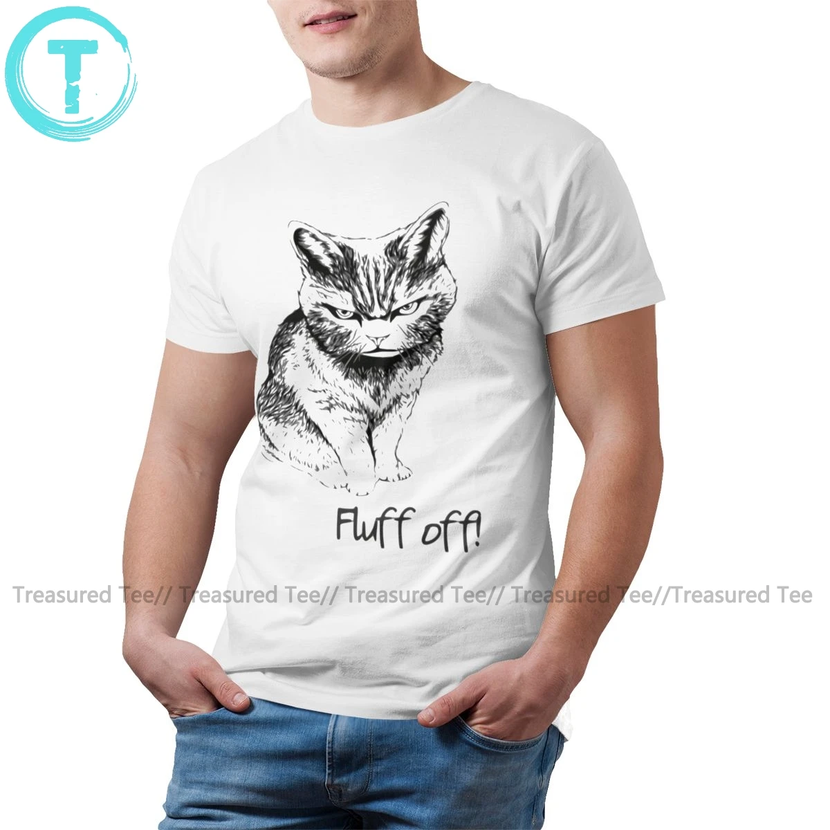 

Pocket Cat T Shirt Fluff Off Lucifer T-Shirt Short Sleeve Plus size Tee Shirt Male 100 Percent Cotton Tshirt
