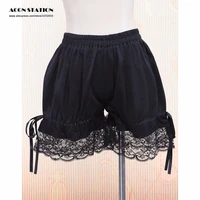 new sweet black cotton lolita bloomers lace trim bow ribbon women maid outfit anime black lolita