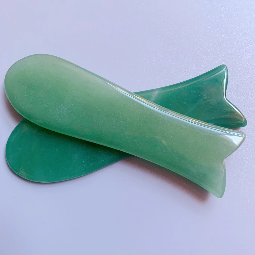 Массажер гуаша для лица камень из нефрита в форме рыбы инструмент массажа ручной