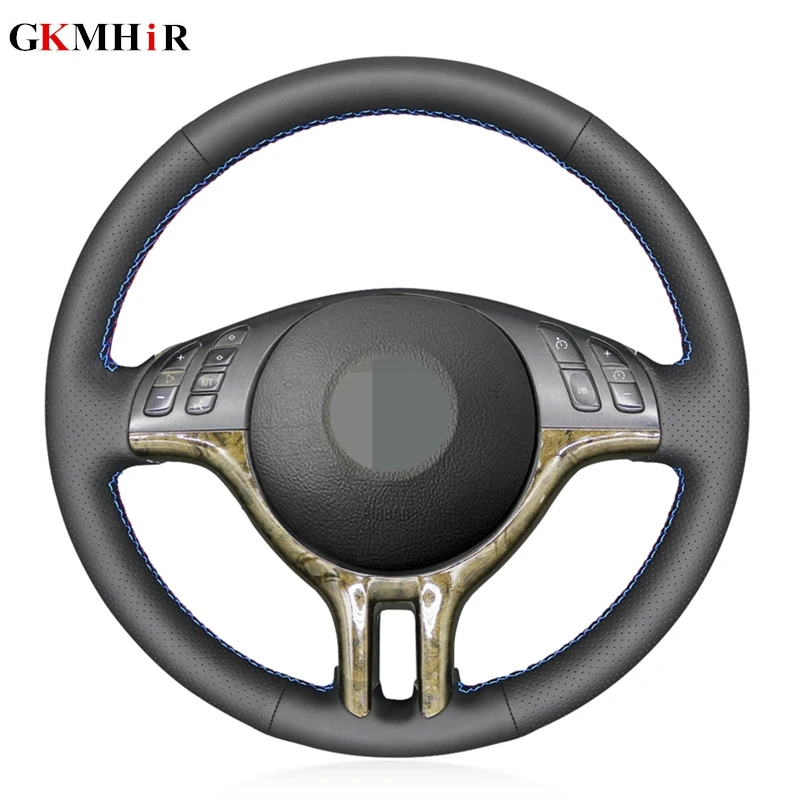 

Black Artificial Leather DIY Hand-stitched Car Steering Wheel Cover for BMW 318i 325i 330ci E39 E46 X5 E53 Z3 E36/7 E36/8