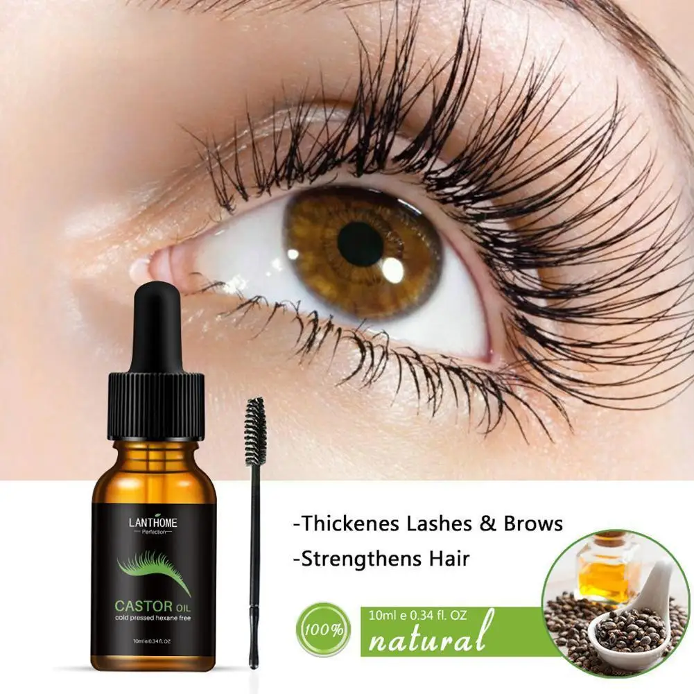

Pure Castor Oil Eyelashes Growth Serum Hair Treatment 10ml Fast Liquid Enhancer Eyelash Makeup Growth Eyebrow Oil Essential G6P1
