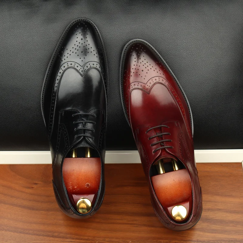 

Modern Men Brogue Shoes New Design Luxury Genuine Leather Lace Up Suit Formal Footwear Male Dress Shoes Party Wedding shoes
