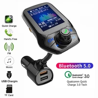 2021 new bluetooth 5 0 fm transmitter car mp3 player wireless handsfree car kit with qc3 0 quick charge 3 usb ports car charger