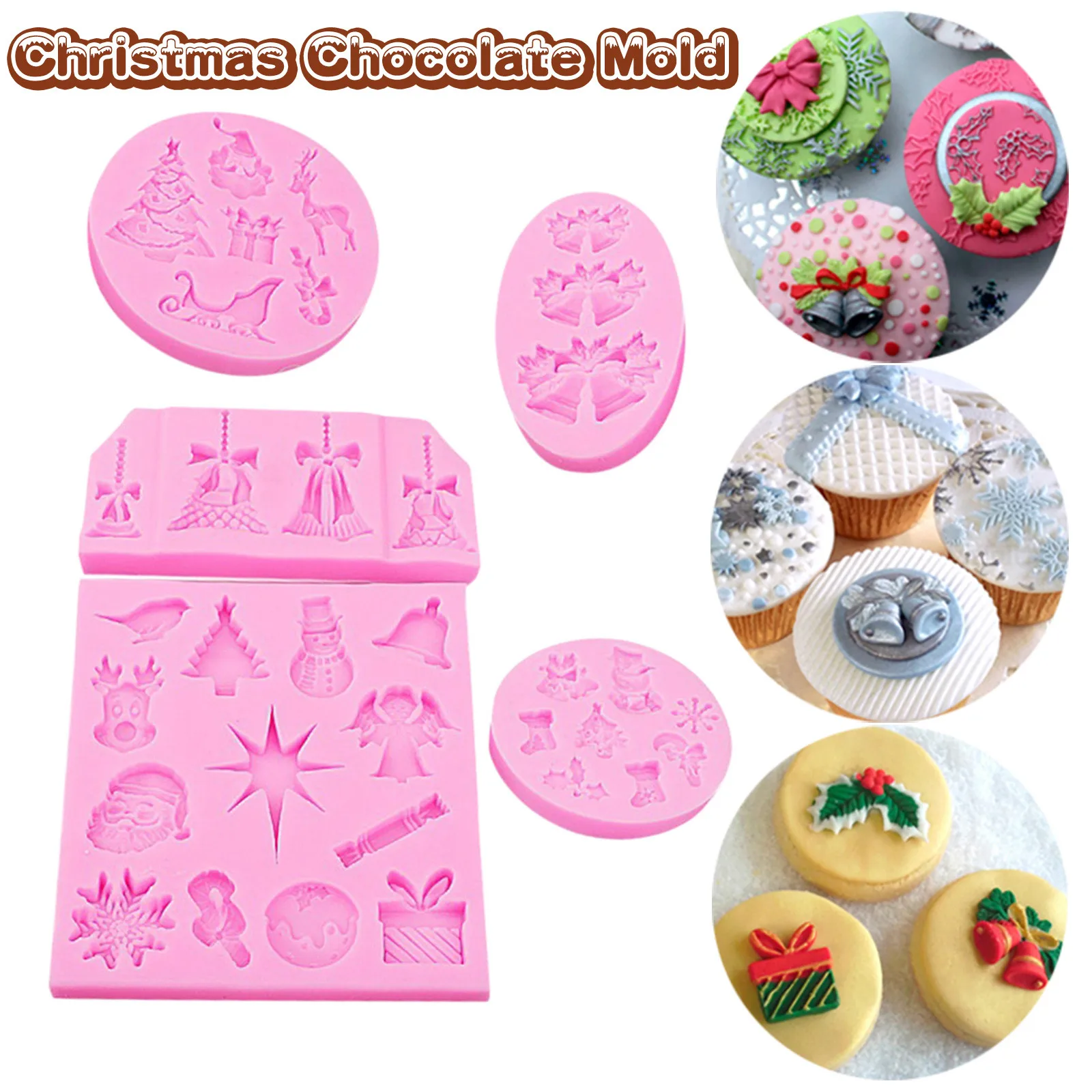 

New DIY Christmas Cake Mold Christmas Party Cupcake Decoration Tool Silicone Chocolate Candy Mold Non-stick Epoxy Mold Плесень